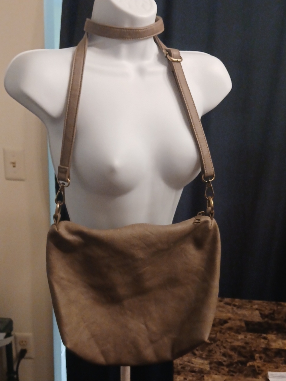 Joy Susan Taupe Shoulder Bag with Adjustable Strap